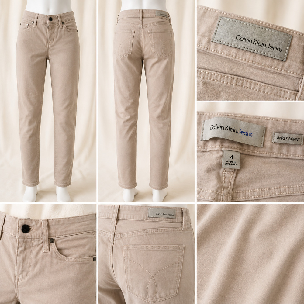 Calvin Klein Jeans Size 4 Blush Pink Ankle Skinny Y2K Preppy Clean Girl Stretch